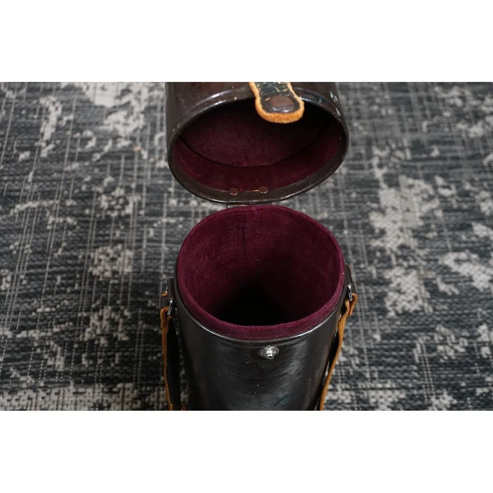 Nikon Nikkor F Brown Leather Hard Lens Case 5 1/4 x‎ 3 1/2 Inch Vintage V29
